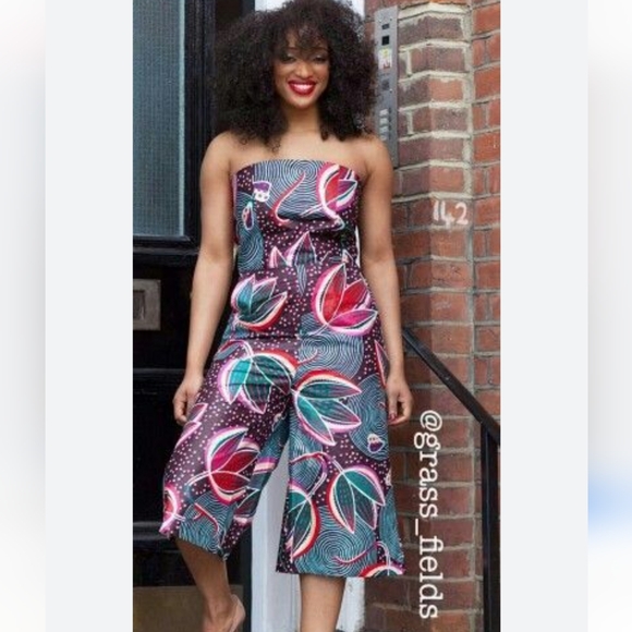 grass field Pants - GRASS FIELDS sleeveless Ankara jumpsuit Multi color sz 14